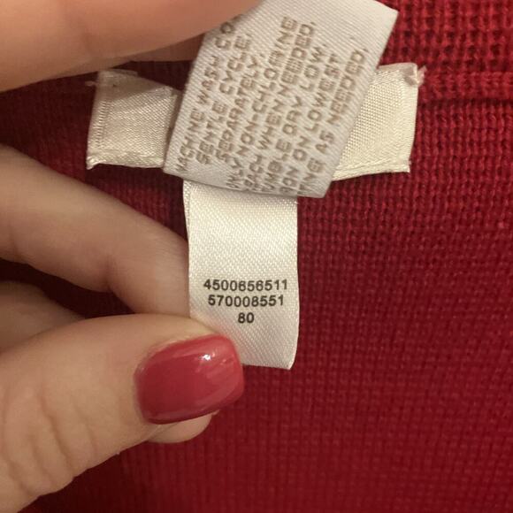 Chicos Women’s Cardigan Sweater Red Size 2 Large Heavy Large Buttons 3/4‎ Sleeve - Picture 7 of 8